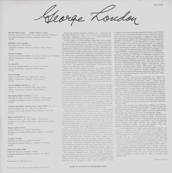 Preiser Records PR 135 027 - George London (2) - George London - Image 2