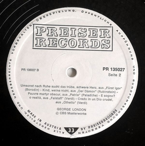 Preiser Records PR 135 027 - George London (2) - George London - Image 4