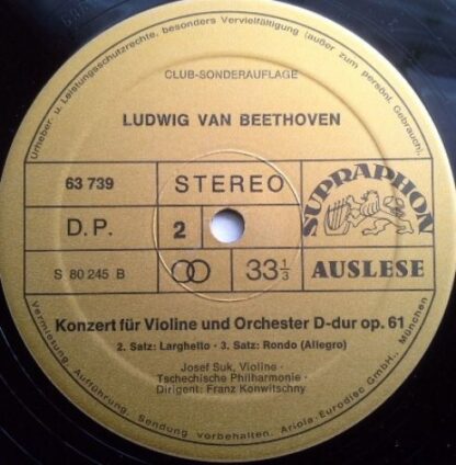 Supraphon 63 739 - Ludwig van Beethoven, Josef Suk, The Czech Ph - Image 5