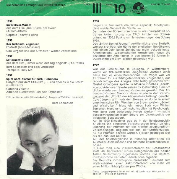 Polydor E 76 550 - Various - Die Schönsten Schlager Der Letzten - Image 2