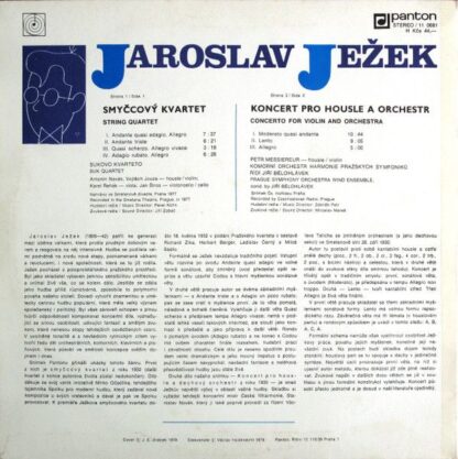 Panton 11 0681 - Jaroslav Ježek, Suk Quartet, Petr Messiereur, K - Image 2