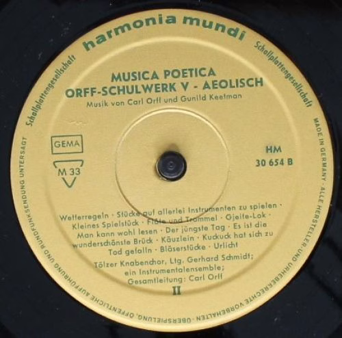 Harmonia Mundi HM 30 654 - Carl Orff,Gunild Keetman - Musica Poe - Image 5