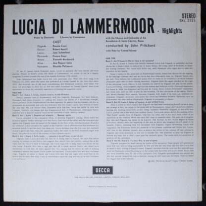 DECCA SXL 2315 - Various - Lucia Lammermoor Highlights - Image 2