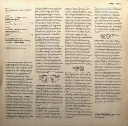 Eurodisc 30 420 4 - Felix Mendelssohn-Bartholdy, Kristin Mersche - Image 2