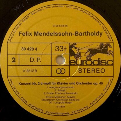Eurodisc 30 420 4 - Felix Mendelssohn-Bartholdy, Kristin Mersche - Image 4
