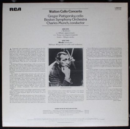 RCA Red Seal LSB 4101 - Sir William Walton, Ernest Bloch, Gregor - Image 2