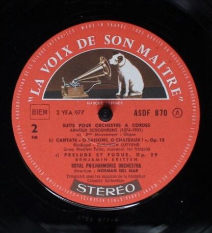 La Voix De Son Maître ASDF 870 - Arnold Schoenberg, Elisabeth Lu - Image 3