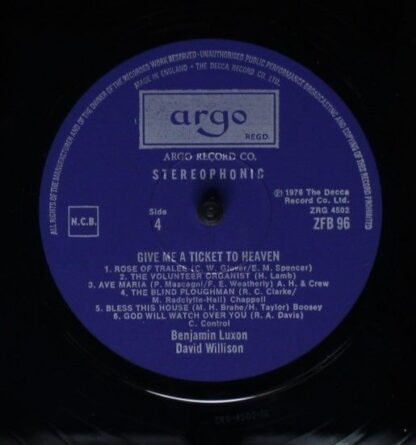 Argo ZFB 95-6 - Benjamin Luxon, David Willison - Give Me A Ticke - Image 7
