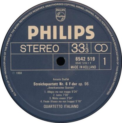 Philips 6542 519 - Antonín Dvořák, César Franck, Quartetto Itali - Image 3