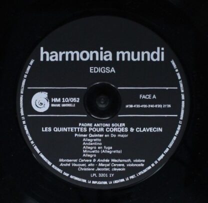 Harmonia Mundi HM 10052 - Padre Antonio Soler - Deux Quintettes - Image 3