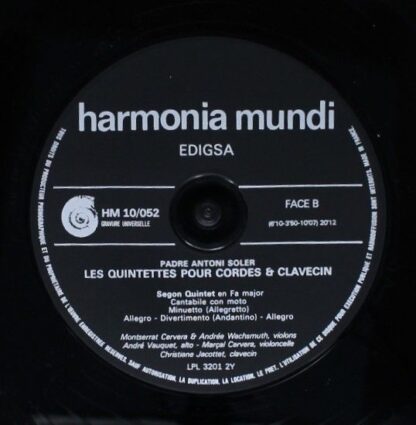 Harmonia Mundi HM 10052 - Padre Antonio Soler - Deux Quintettes - Image 4