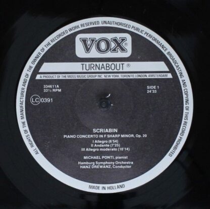 VOX/Turnabout TV 334611 - Alexander Scriabin, Michael Ponti, Ham - Image 3