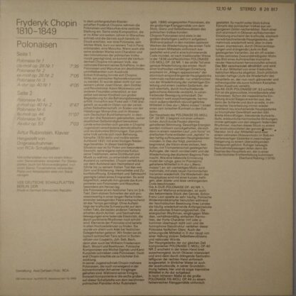 Eterna 8 26 817 - Frédéric Chopin, Arthur Rubinstein - Polonaise - Image 2