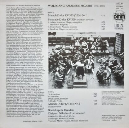Eterna 725 011 - Wolfgang Amadeus Mozart, Nikolaus Harnoncourt, - Image 2