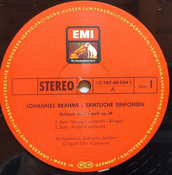 His Master's Voice 1C 197-50 034/7 - Johannes Brahms, Philharmon - Image 2