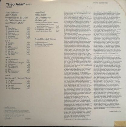 Eterna 8 26 702/703 - Theo Adam, Rudolf Dunckel - Franz Schubert - Image 4