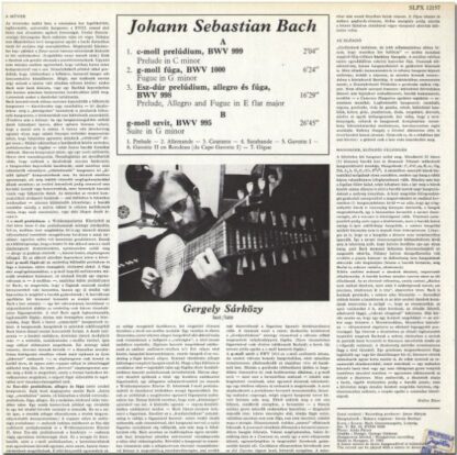 Hungaroton SLPX 12157 - Johann Sebastian Bach, Sárközy Gergely - - Image 2