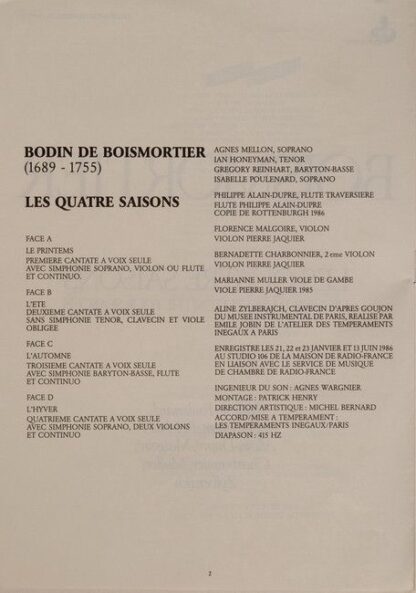 Le Chant Du Monde LDX 78.817/18 - Joseph Bodin de Boismortier, A - Image 8