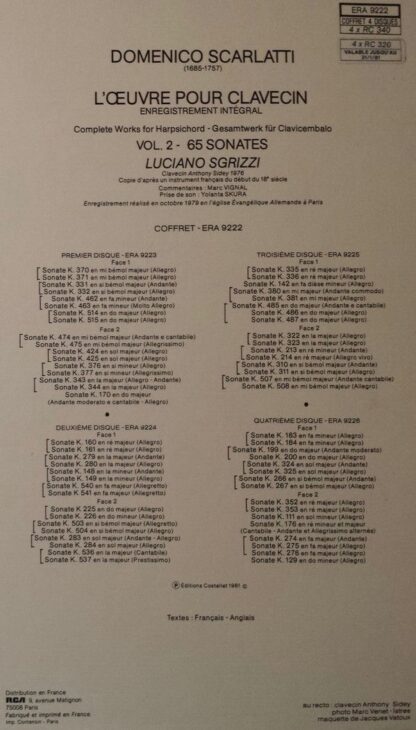 Erato ERA 9222 - Domenico Scarlatti, Luciano Sgrizzi - 65 Sonate - Image 7