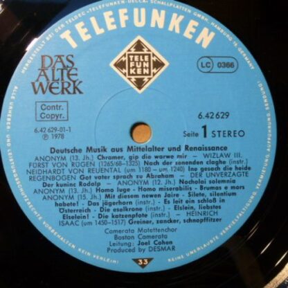 Telefunken 6.42629 - The Camerata Motet Choir, Boston Camerata, - Image 5