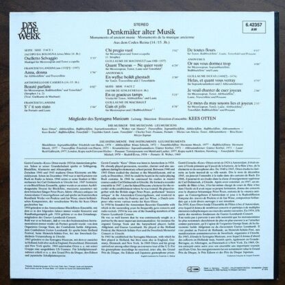 Telefunken 6.42357 AW - Syntagma Musicum, Kees Otten - Denkmäler - Image 3