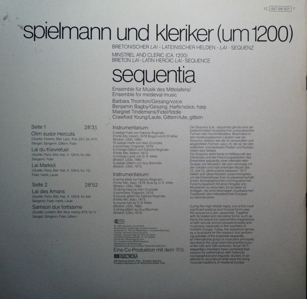 deutsche harmonia mundi Digital 1C 067-99 921 - Sequentia (2) - - Image 2