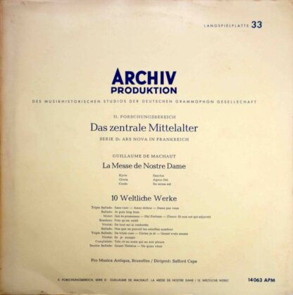 Archiv Produktion 14063 APM - Guillaume De Machaut, Pro Musica A
