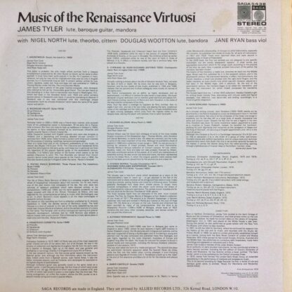 Saga SAGA 5438 - James Tyler - Music Of The Renaissance Virtuosi - Image 2
