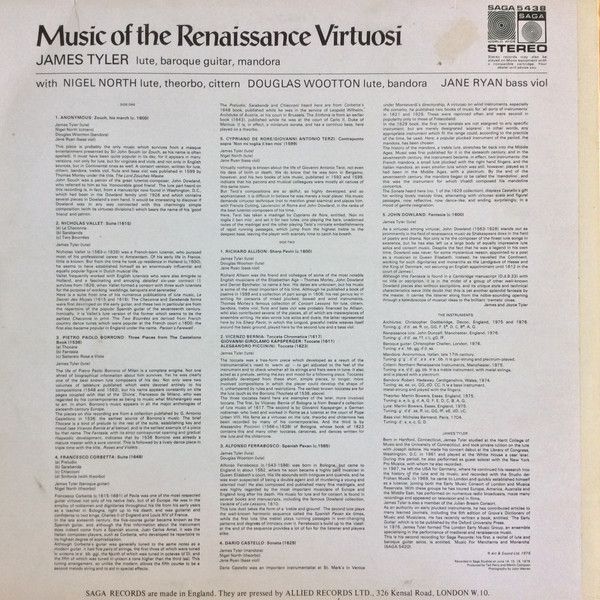 Saga SAGA 5438 - James Tyler - Music Of The Renaissance Virtuosi - Image 2