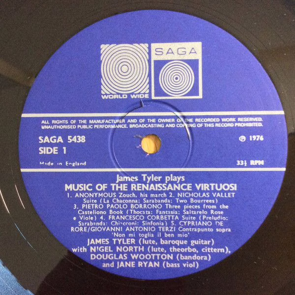 Saga SAGA 5438 - James Tyler - Music Of The Renaissance Virtuosi - Image 3