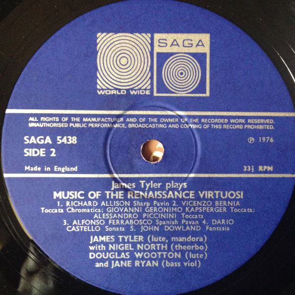 Saga SAGA 5438 - James Tyler - Music Of The Renaissance Virtuosi - Image 4