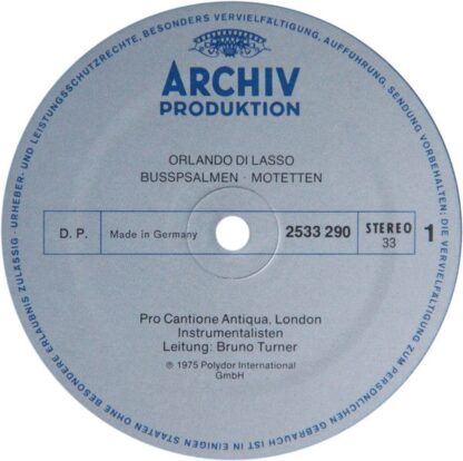 Archiv Produktion 2533 290 - Roland de Lassus, Pro Cantione Anti - Image 3