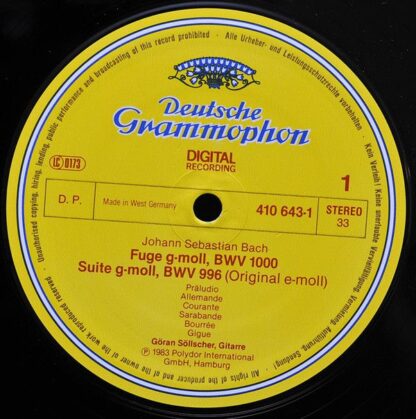 Deutsche Grammophon 410 643-1 - Johann Sebastian Bach, Göran Söl - Image 3