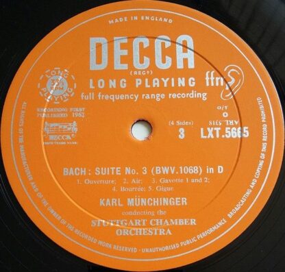 DECCA LXT.5665 - Johann Sebastian Bach, Karl Münchinger, Stuttga - Image 3