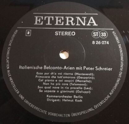 Eterna 8 26 074 - Peter Schreier, Kammerorchester Berlin, Helmut - Image 4