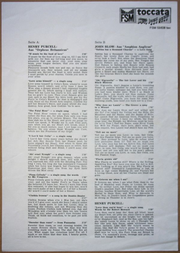 FSM FSM 53 628 toc - Henry Purcell, John Blow, Nigel Rogers (2), - Image 4