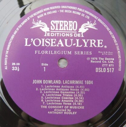 L'Oiseau-Lyre DSLO 517 - John Dowland, The Consort Of Musicke - - Image 3