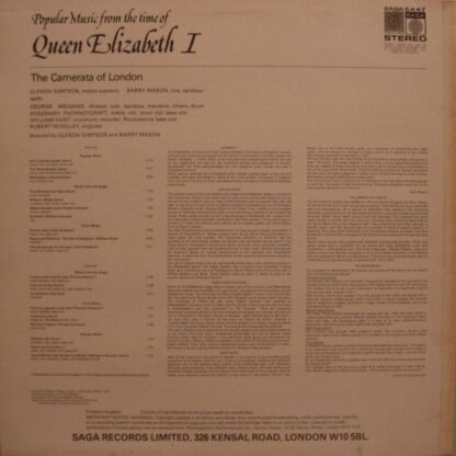 Saga SAGA 5447 - Camerata Of London - Popular Music From The Tim - Image 2