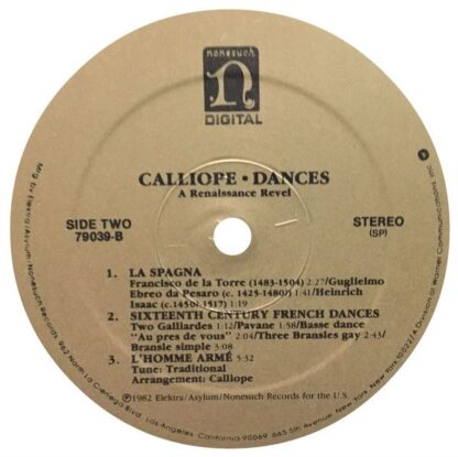 Nonesuch Records 79039 - Calliope (9) - Dances (A Renaissance Re - Image 4