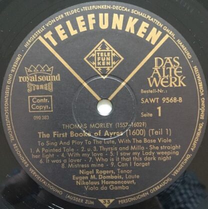 Telefunken SAWT 9568-B - Thomas Morley - The First Booke Of Ayre - Image 3
