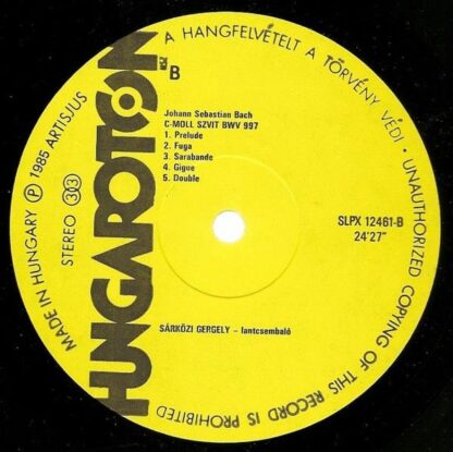 Hungaroton SLPX 12461 - Johann Sebastian Bach, Sárközy Gergely - - Image 4