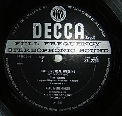 DECCA SXL.2204 - Johann Sebastian Bach, Karl Münchinger, Stuttga - Image 3