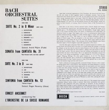 DECCA SXL 6004 - Johann Sebastian Bach, Ernest Ansermet, L'Orche - Image 2