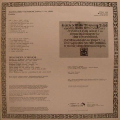 L'Oiseau-Lyre DSLO 593 - Bartolomeo Tromboncino, The Consort Of - Image 2
