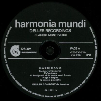 harmonia mundi France HM 209 - Claudio Monteverdi, Deller Consor - Image 3