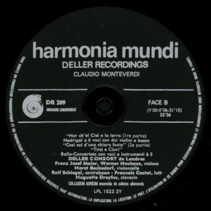 harmonia mundi France HM 209 - Claudio Monteverdi, Deller Consor - Image 4