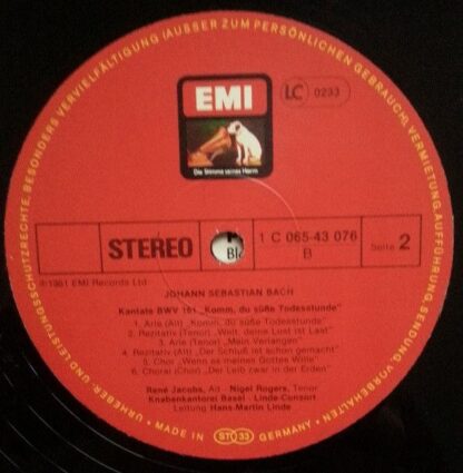 EMI 1C 065-43 076 - Johann Sebastian Bach, Barbara Schlick, René - Image 5