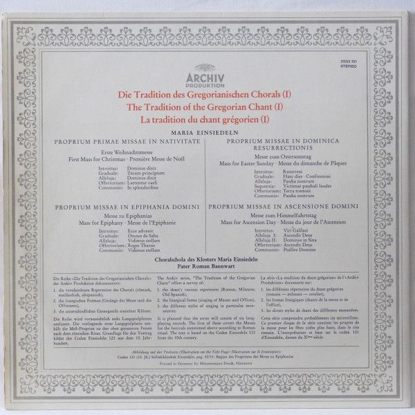 Archiv Produktion 2533 131 - Choralschola Kloster Einsiedeln, Pa - Image 4