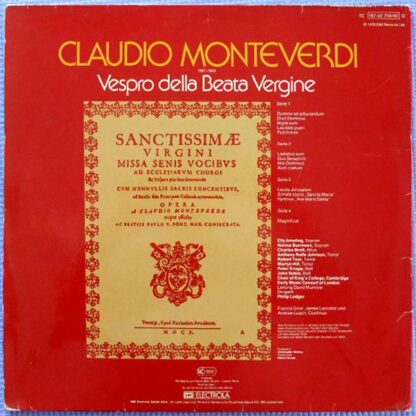 His Master's Voice 1C 187-02 759/60Q - Claudio Monteverdi, The K - Image 2