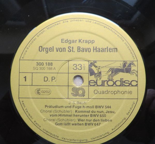 Eurodisc 300 190-420 - Johann Sebastian Bach, Edgar Krapp - Leip - Image 4